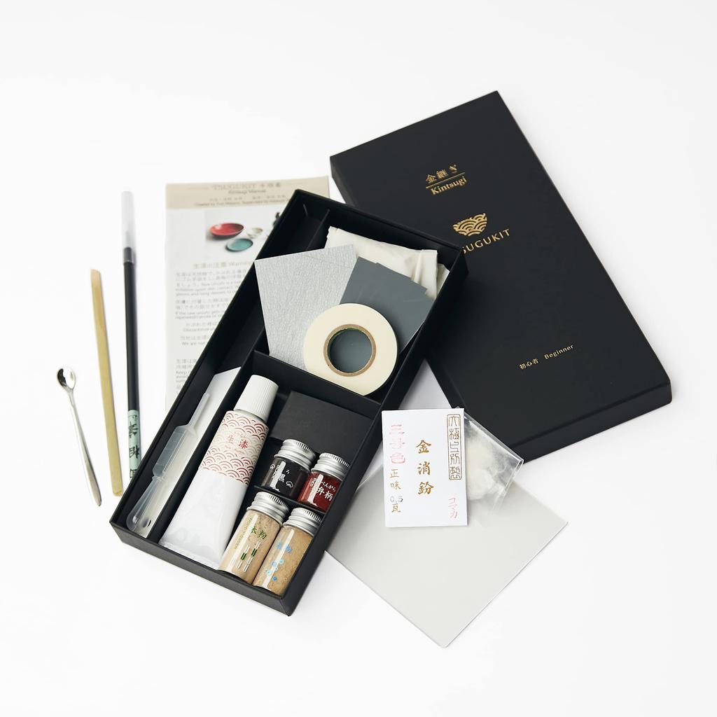 TSUGUKIT Gold Extra Tsugu Kit Kintsugi Set výrobce Kintsugi Může být použit pro začátečníky s video vysvětlením Originální lak Tsugu Powder Tableware