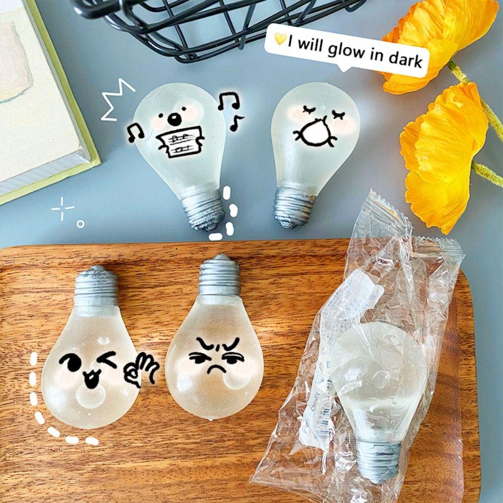 

4Pcs Slow Rebound Light Bulb Squeeze Toys Luminous Balls Squeezing Stress Relieving Toy Kid Gift 4Pcs/Set