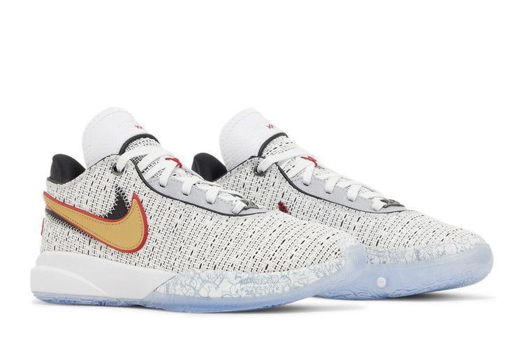 Kids' Sneakers Nike LeBron 20 The Debut (GS) White/Metallic Gold/Black/University Red/Wolf Grey