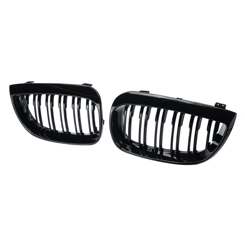 Do BMW E81 E87 120d 120i 130i Przed liftingiem 2004-2007 Błyszcząca Czarna Podwójna Listwa Grill Samochodu Przedni Grill Nerki Grill Wyścigowy