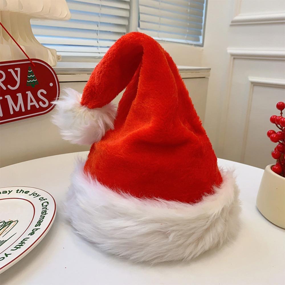 Merry Christmas Decoration Santa Claus Hat Bow Red Plush Hat All-match Christmas Sequin Hat  Adults