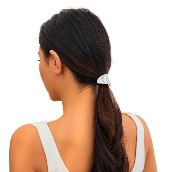 Geometric Metal Hair Tie, Alloy Elastic Ponytail Holder for Women, Minimalist Square Hair Ring for Daily Commuting Use I