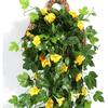 Artificial Vines 2pcs Artificial Morning Glory Trumpet Flower Vine Fake Green Plant Home Garden Wall Fence Outdoor Wedding Hanging Baskets Decor