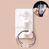 4pcs Modern Adhesive Wall Rack, Plastic Storage Organizer with Hooks for Kitchen Bathroom Accessories