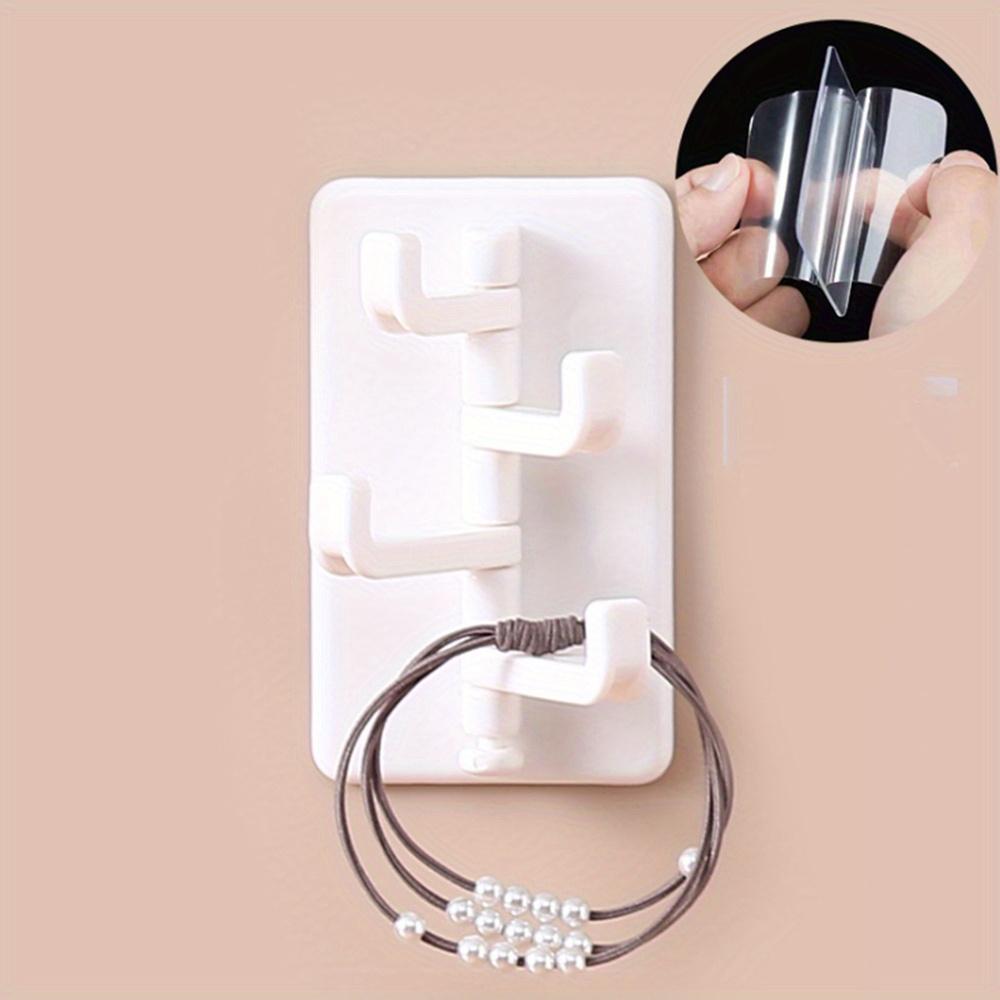 4pcs Modern Adhesive Wall Rack, Plastic Storage Organizer with Hooks for Kitchen Bathroom Accessories