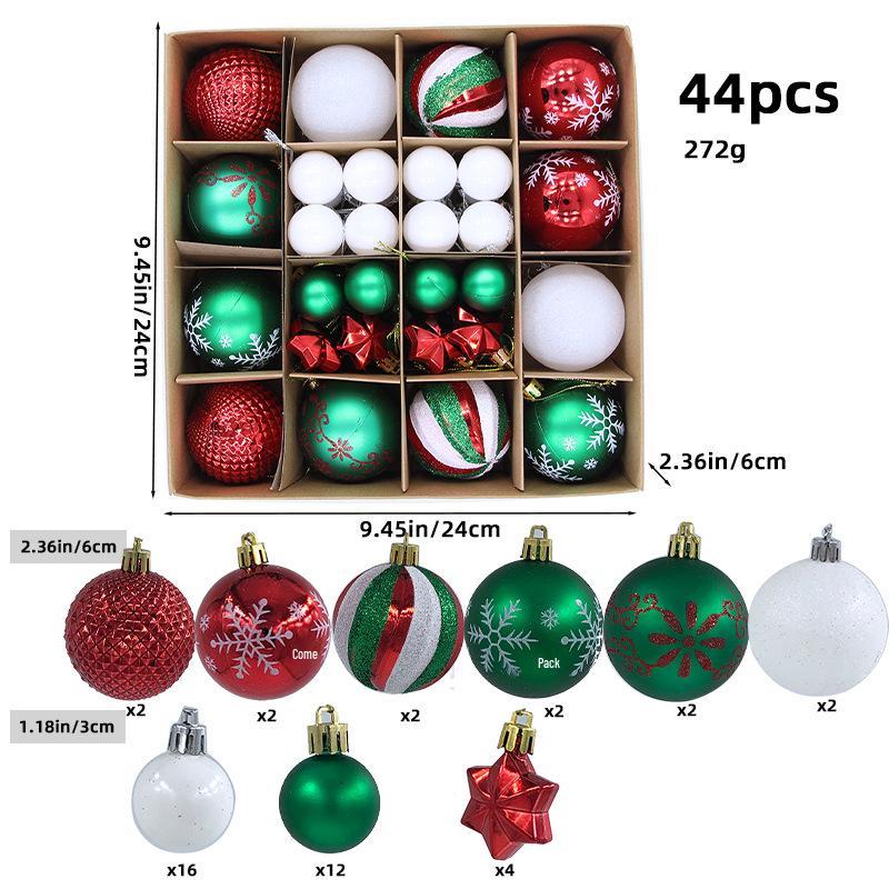 6CM Electroplated Irregular Painted Christmas Ball Ornaments Gift Box Set - Tree Hanging Decorations