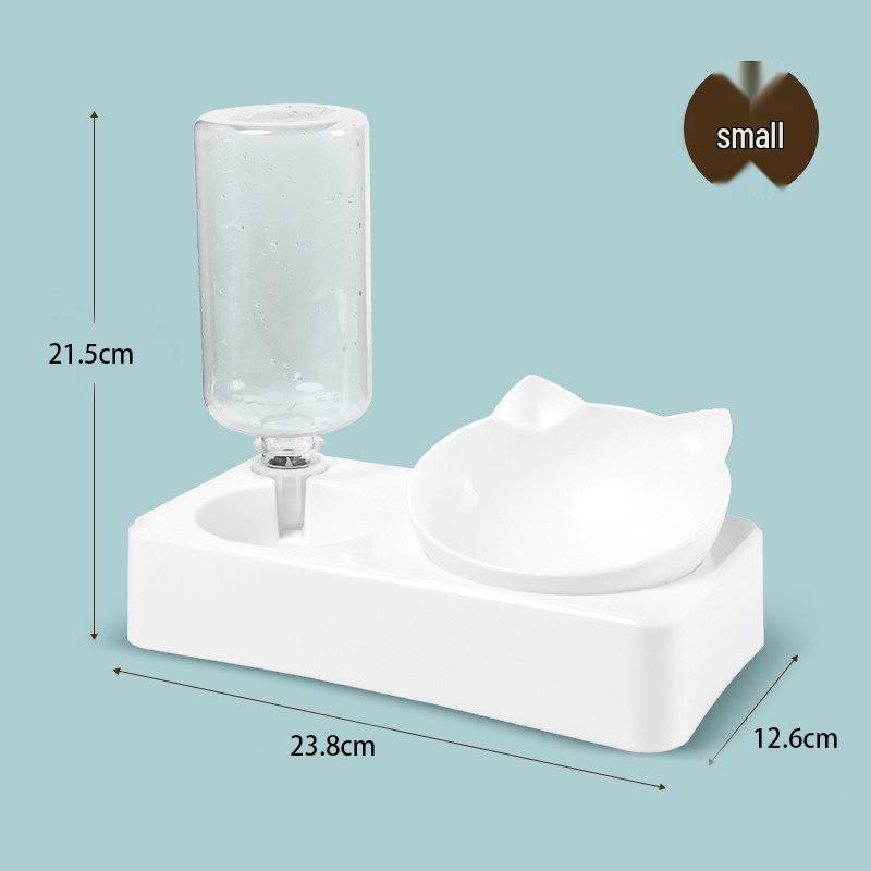 Anti-Tip Double Pet Bowl Feeder: Automatic Water Dispenser & Plastic Food Bowl for Cats & Dogs