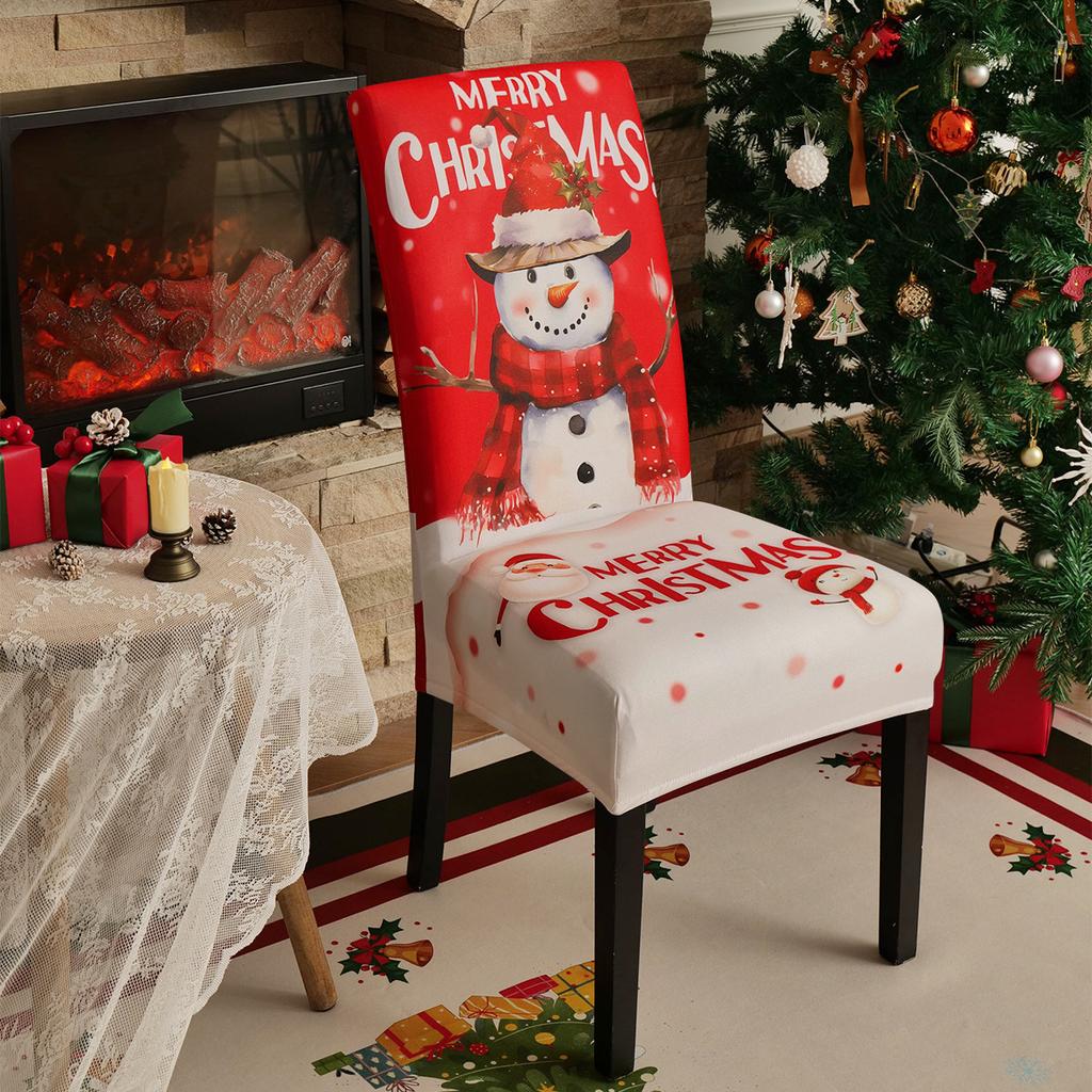 Stretch Print Christmas Chair Cover Christmas Chair Cover Decoration