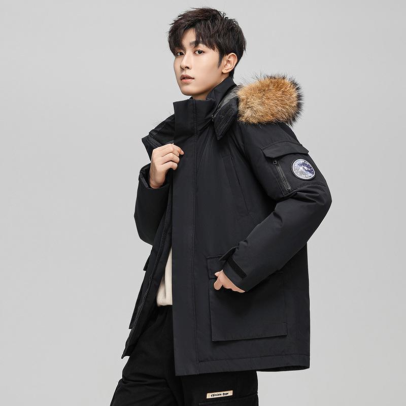 

Men s hooded down jacket winter short winter thickened warm new national standard couple S чёрный