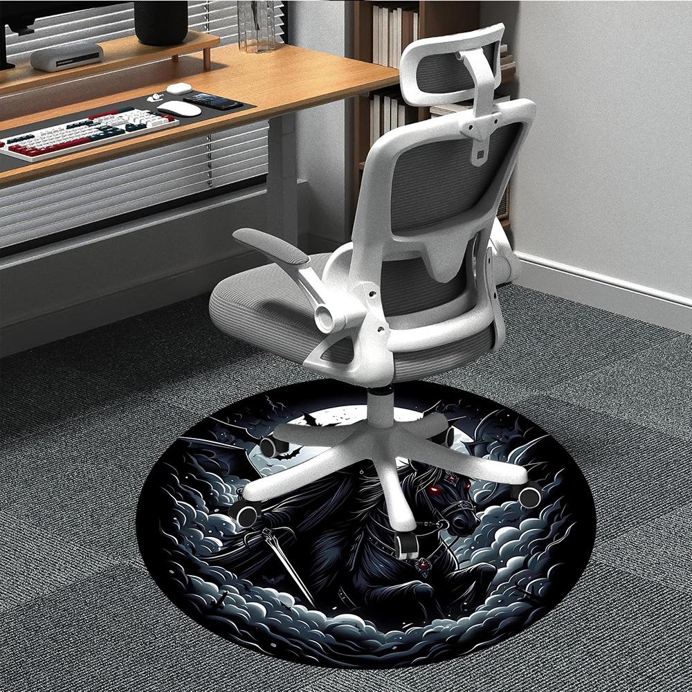 

1pcDeath Rider Nightly Shadows Office Round Area Rug, Indoor Mat Suitable ForOffice, Under Office Chairs Bedroom Living Room Home Decor, Room Deco 034 80cm by 80cm