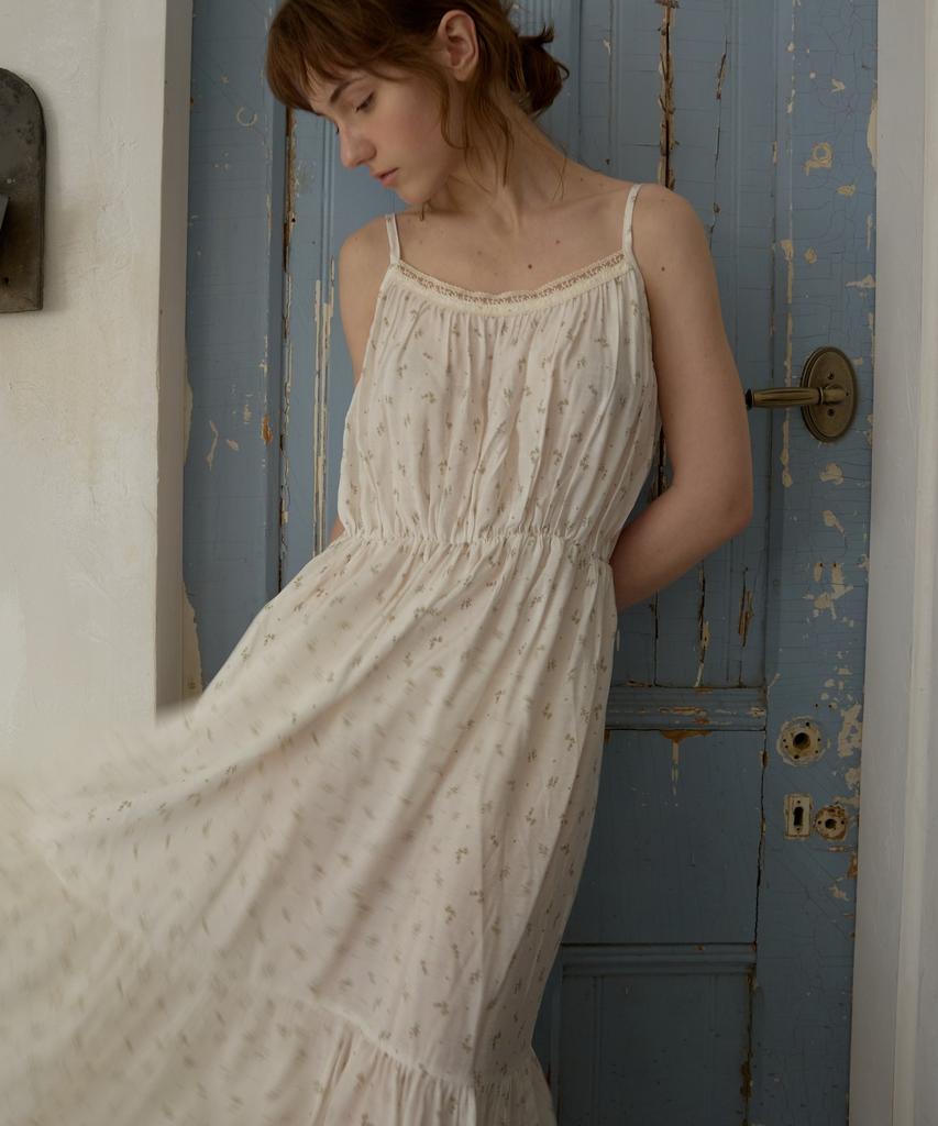 WIOE Boho Floral Cami Tiered Dress_Ivory