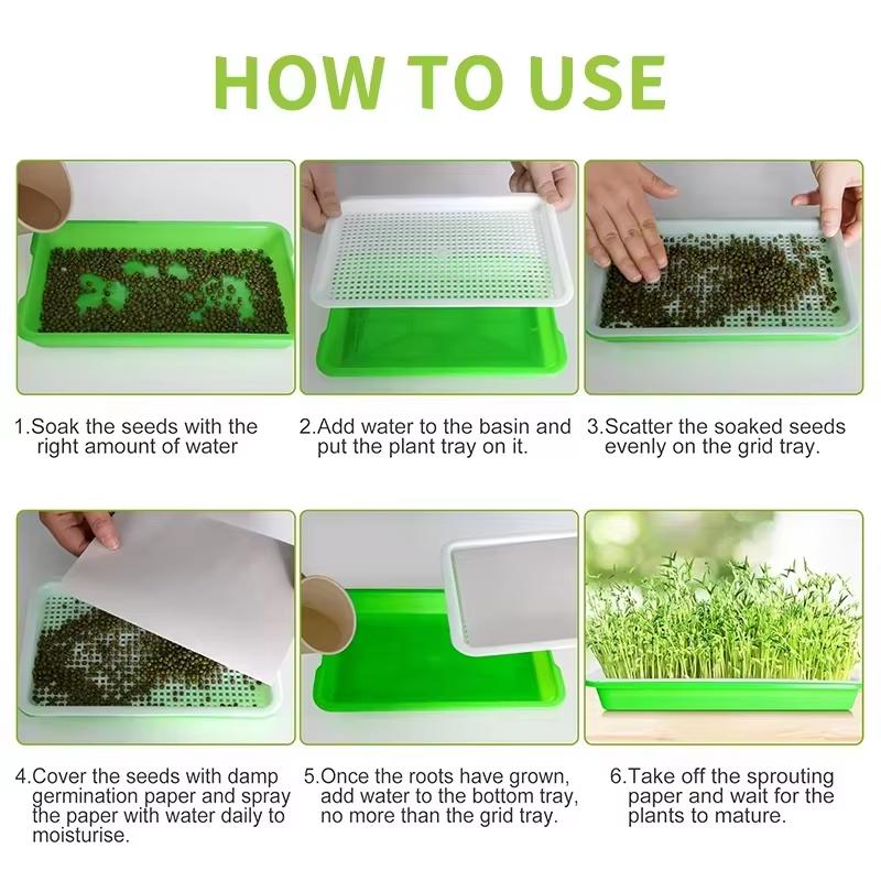 Hydroponic Seedling Trays for Bean Sprouts And Soil-Less Vegetable Cultivation Home Germination Pots for Sprouting Greens