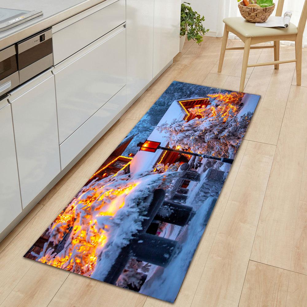 Modern Stylish Home Decor Entrance Runner Rug Winter Landscape Print Long Non-slip Hallway Floor Mat Bedroom Bedside Carpet