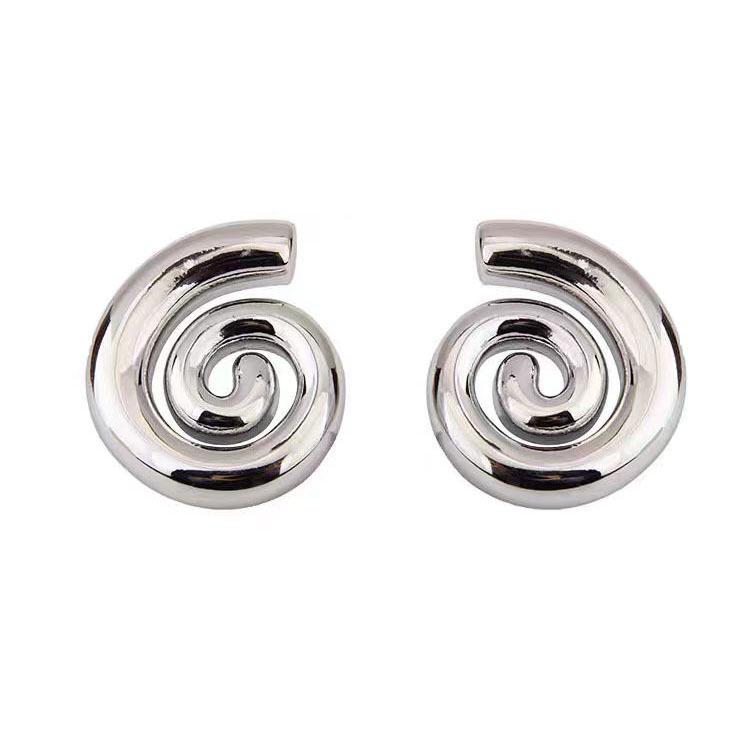 18K Gold-Plated Copper Spiral Earrings - High-End, Versatile European & American Fashion Design