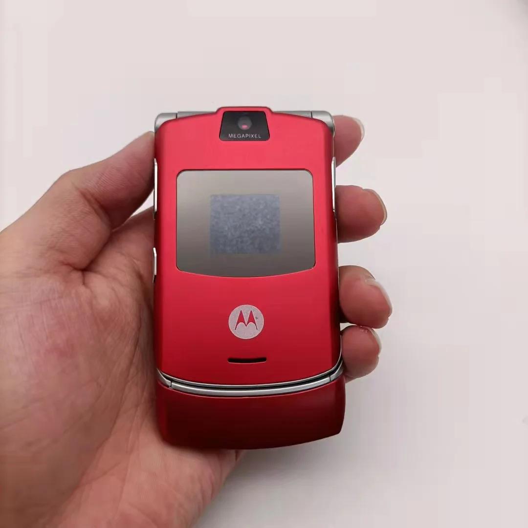 

95% новый Восстановленный Оригинальный Разблокированный Мобильный Телефон-Раскладушка Motorola Razr V3 Simple set красный