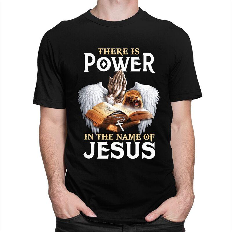 Custom Trendy Power In The Name Of Jesus T Shirt Men Short Sleeves 100 Cotton Tshirt Christian Faith Tee Tops Fashion Tshirts