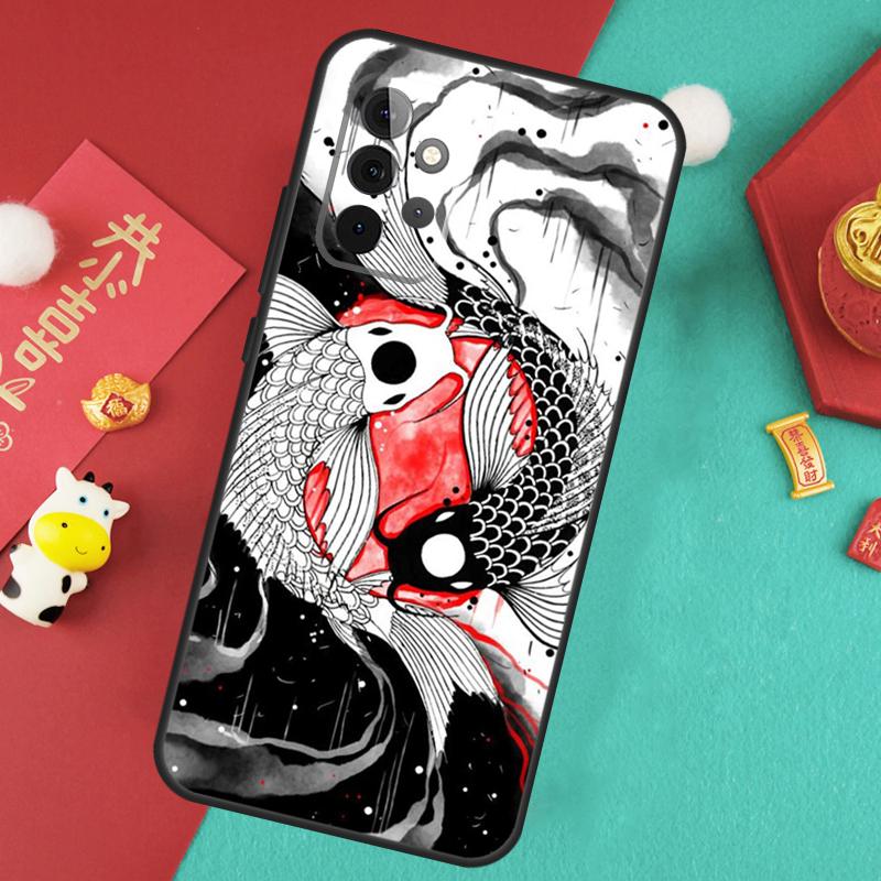 Koi Fish Yin Yang Case For Samsung Galaxy A17 A55 A35 A15 A32 A52 A13 A33 A53 A14 A34 A54 A06 A16 A26 A36 A56