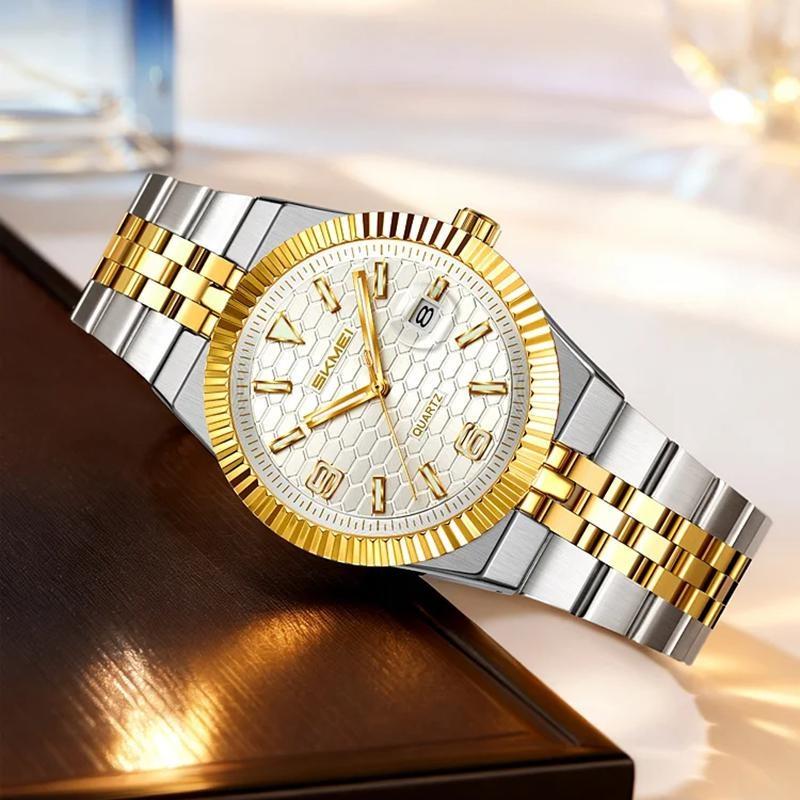 Men's Quartz Watch Classic Style Waterproof Luminous Date Display Stainless Steel Wristwatch For Women