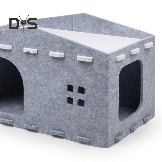 Katzenbett, großes Katzenhöhlennest, Haustierhaus, Filz, Katzenspielplatz, Ruheraum, Haustier-Eigentumswohnung, Versteckwürfel, 2-in-1-Kratzbrett, Katzenbett für Hauskatzen