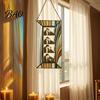 Holiday Commemorative Keepsake Acrylic Photo Frame Light Catcher, Retro Stained Glass Style Hanging Home Soft Furnishing Decor Display with
