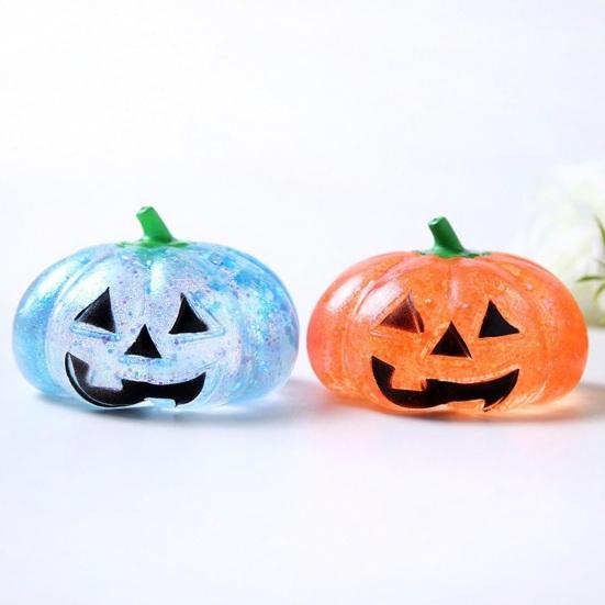 Slow Rebound Pumpkin Toys 1/4Pcs Halloween Stress Relief Toy, Smiling Head Squeeze Toy Clear Glitter Office Desk for Relieve Anxiety