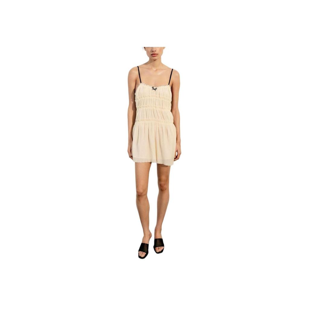 Zara Rochie Cami Scurtă cu Talie Medie, Culoare Solidă Rochii Femei Alb 7200304-712