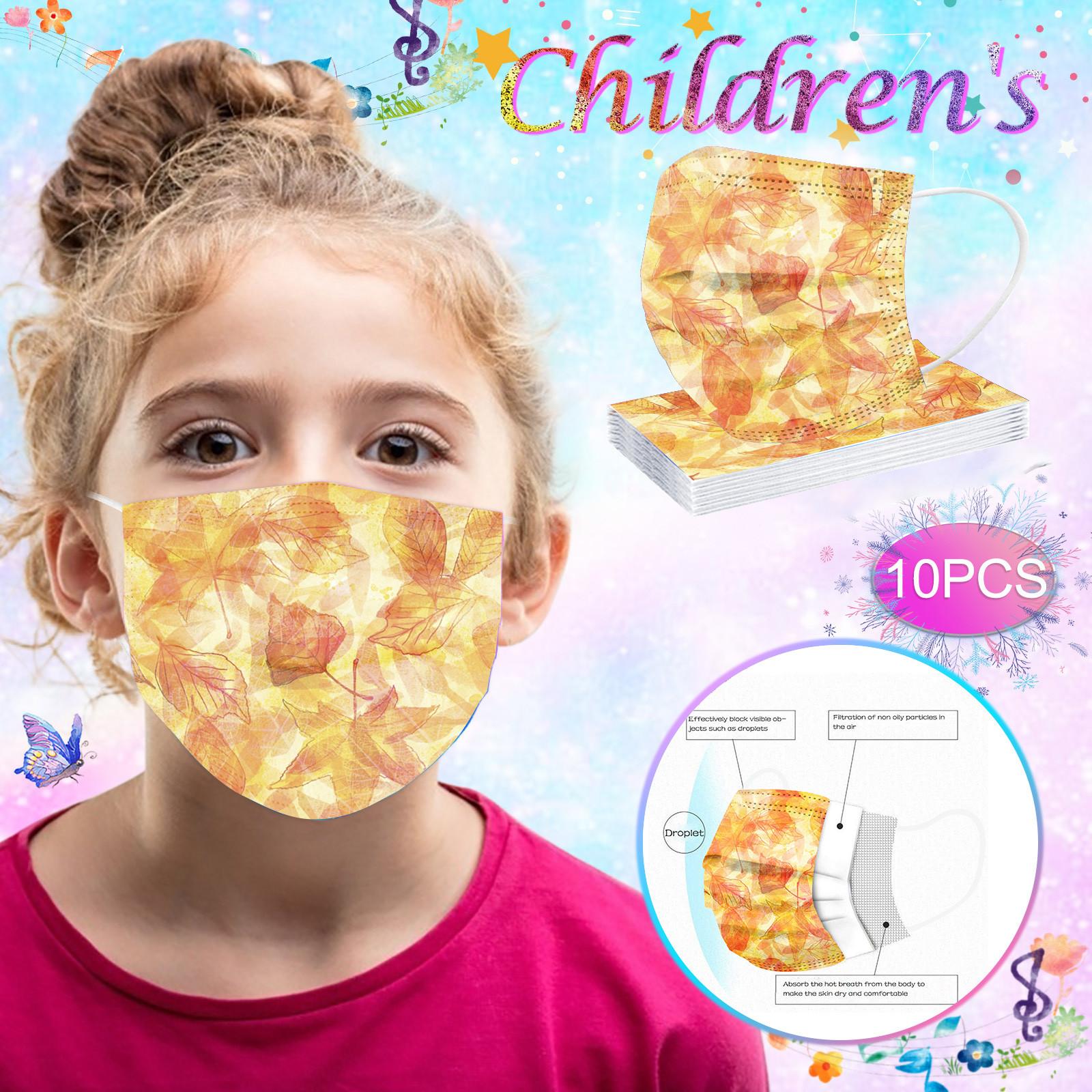 

10PC Children s Tie-dyed Disposable Industrial Three Layer Face Mask жёлтый