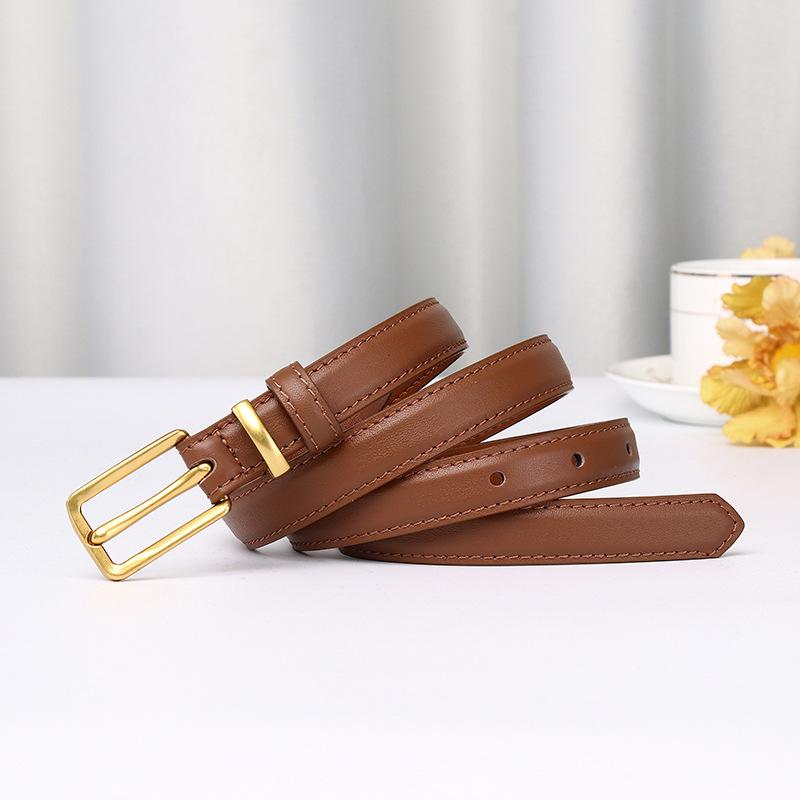 Light Luxury Leather Pure Cowhide Belt Women'S Simple And Versatile Korean Version Ins Style Advanced Sense Casual Thin Belt Women