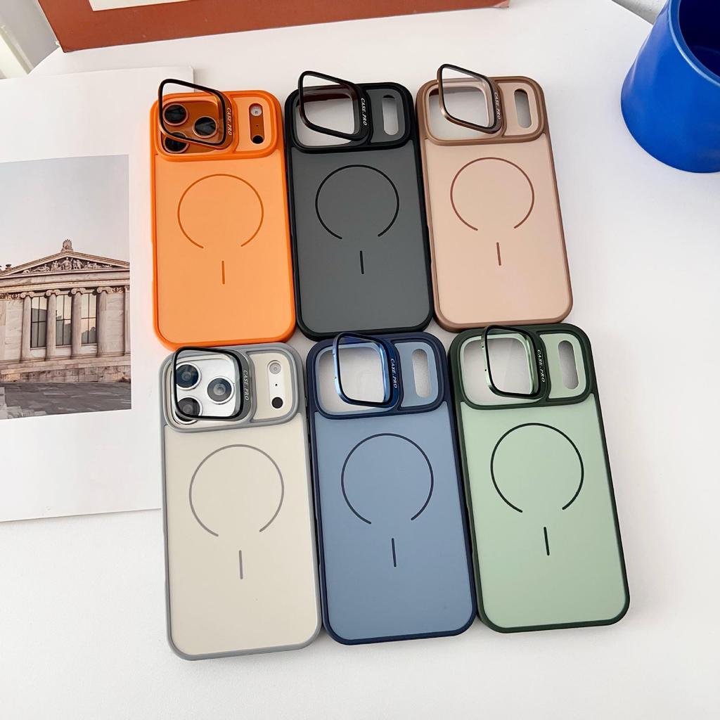 Imitation Phone Case for iPhone 17 Pro Max: Skin-Feel Magnetic Cover with Apple 16 Glass Lens Holder
