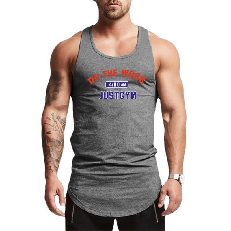 Do The Work  Summer Running Basketball Bodybuilding Fitness Cotton Breathable O-neck Printed Workout Gym Sports Mens Vest