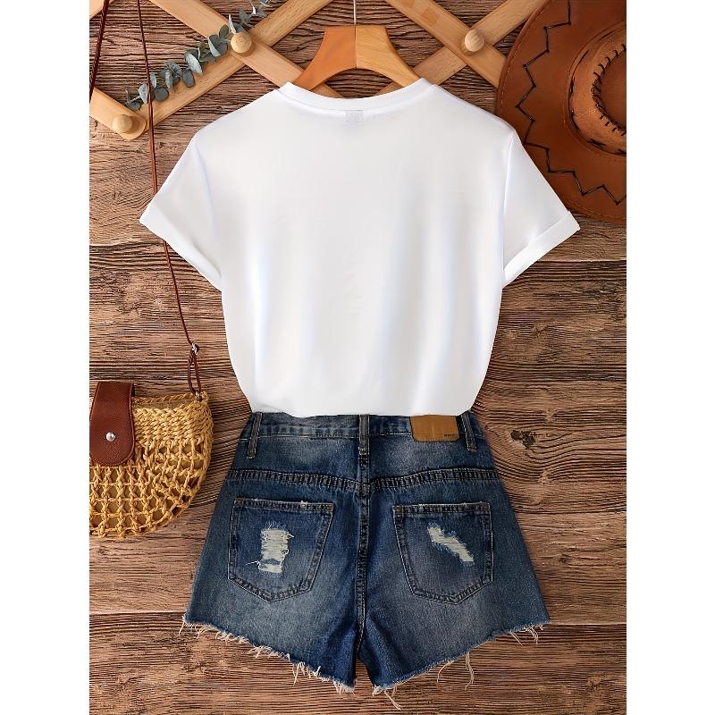 European sizes Heart and Letter Print Short Sleeve T-Shirt - Love Is Always by Your Side