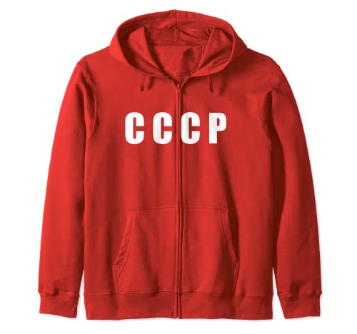 CCCP Soviet Union Hockey Uniform 1980 Vintage Retro Zip Hoodie