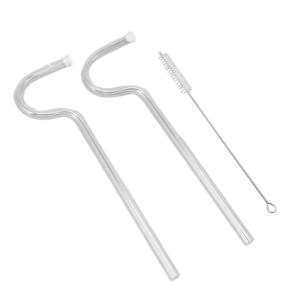 Flute Style Glass Drinking Straws Special Shaped Transparent High Borosilicate Juice Straws with Cleaning Brush