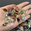 5Pcs, Natural Stone Marquise Faceted Connector Charms 11×25mm, Golden Plated Edge Pendants for DIY Necklace Bracelet Jewelry Making
