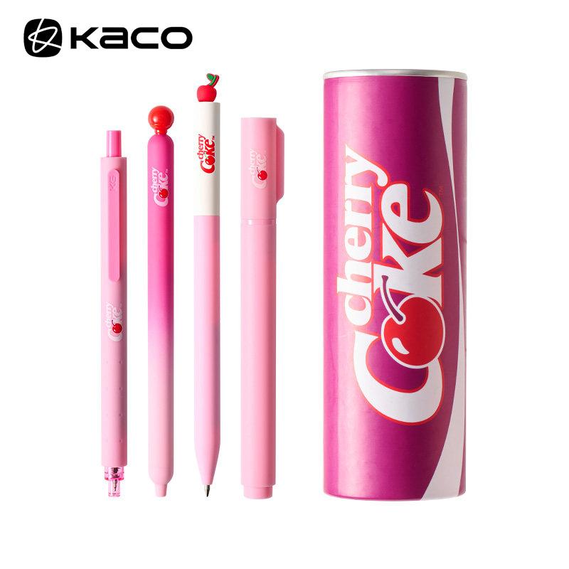 KACO x Cherry Coke Collab"Sakura Flavor"Gel Pen Set,Cute Soda Can Design,Smooth Quick-Dry Ink,Large Capacity,Perfect for School