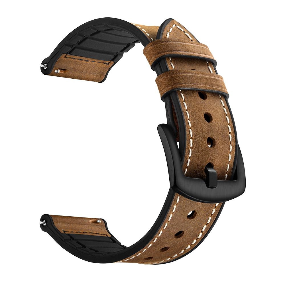 20mm Genuine Leather Coated Silicone Smart Watch Strap for Huawei Watch GT2 42mm