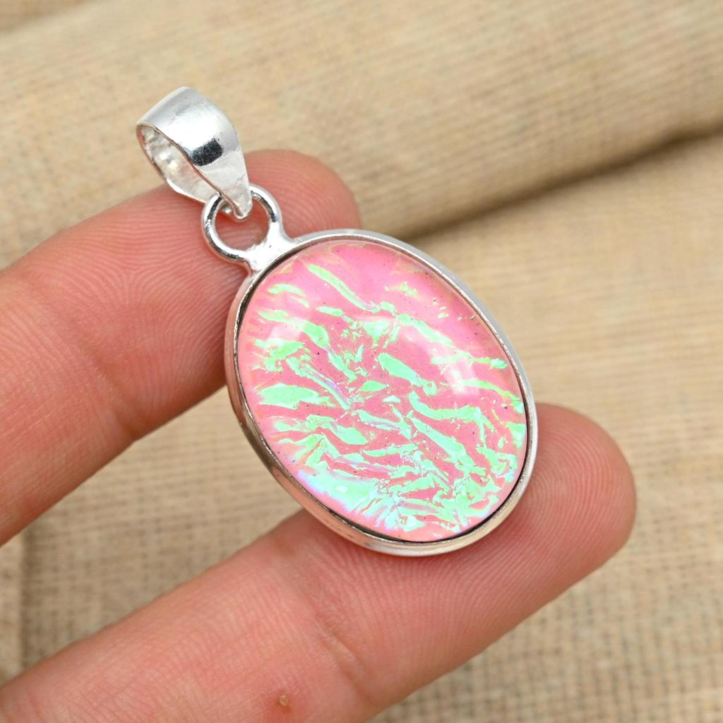 Pink Australian Triplet Opal Gemstone 925 Sterling Silver Handmade Jewelry Pendant