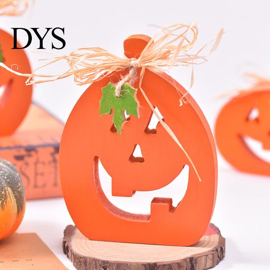 Seasonal Festive Room Ornaments Halloween Indoor Wooden Pumpkin Table Sign, Spooky Tabletop Block Rustic Autumn Centerpiece Tiered Tray for