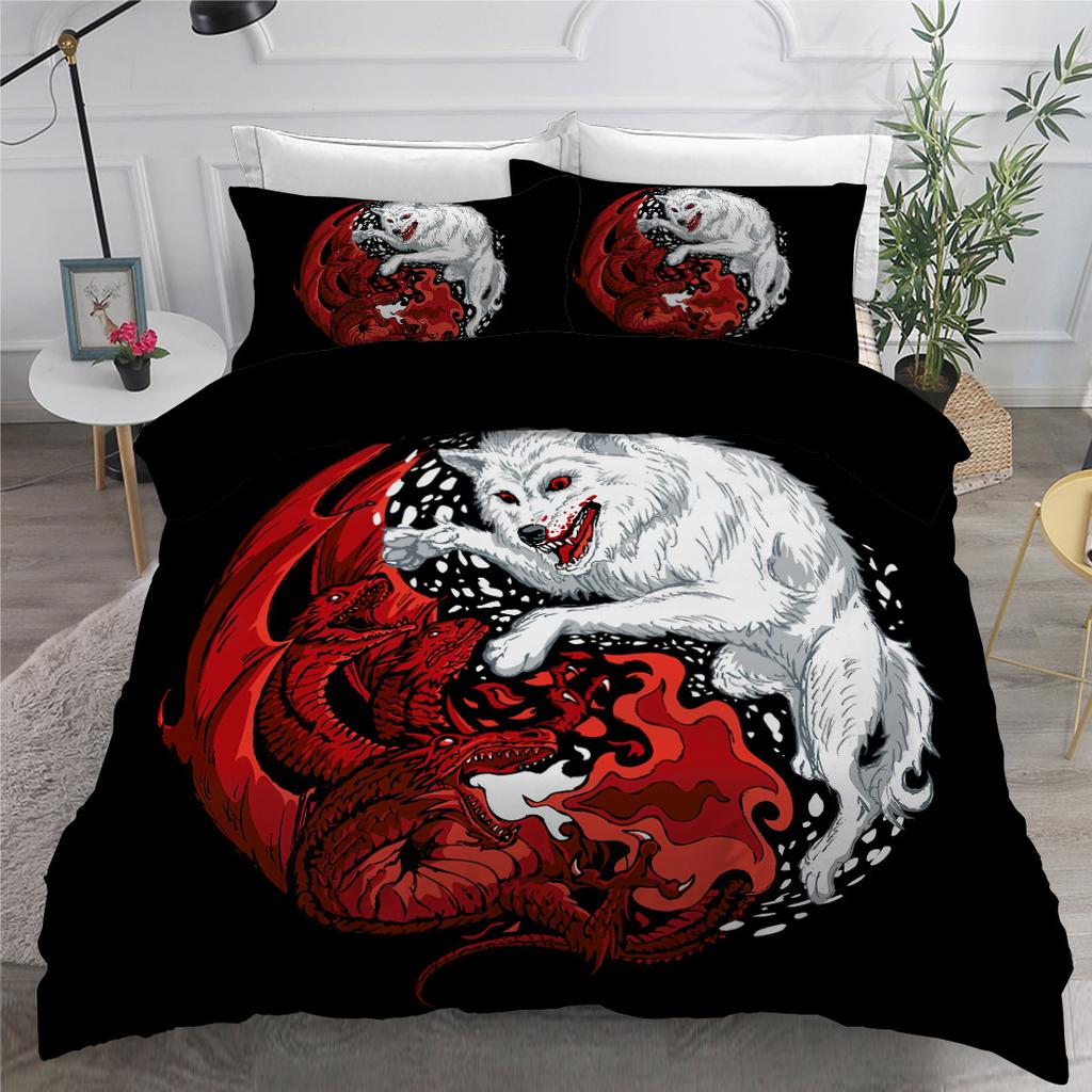 Povlečení s potiskem Jin a Jang 3D potisk Drby pro děti, teenagery, dospělé Přikrývka King, Queen size Polyesterová ložní souprava