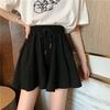 Women's Black High-Waisted Wide-Leg Shorts: Spring/Summer Korean Style, Loose, Slimming, Casual, Versatile, Short Skirt Design.
