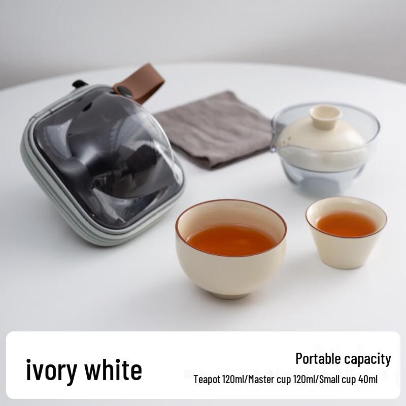 

WJ Portable Ceramic Tea Set with 1 Pot and 2 Cups Portable Set