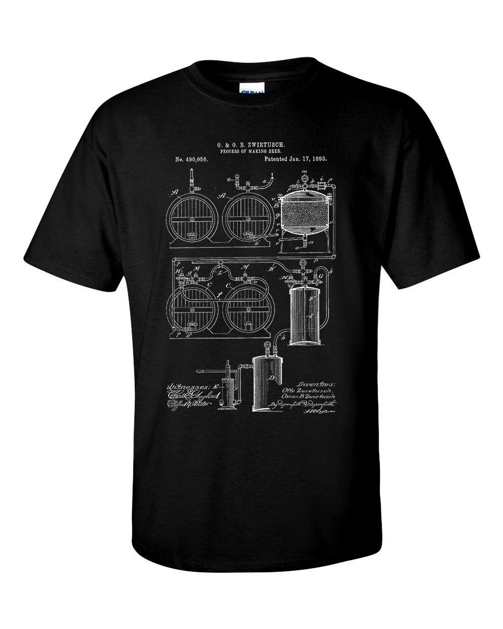 Beer Brewing 1893 Patent Craft Beer Blueprint Homebrew Gift T-shirt L