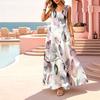 Women's A-Line Flower Print Sleeveless Maxi Dress Lightweight Flowy,for Picnic Vacation,Spring Fall Casual Layering,Elegant