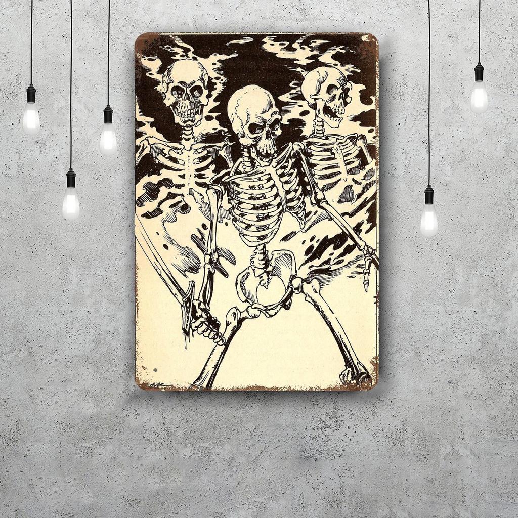 skeleton Vintage Tin Sign Home Decor Wall Decor Art Wall Mural Room Decoration Decor Retro Metal Sign Plate Bar Posters