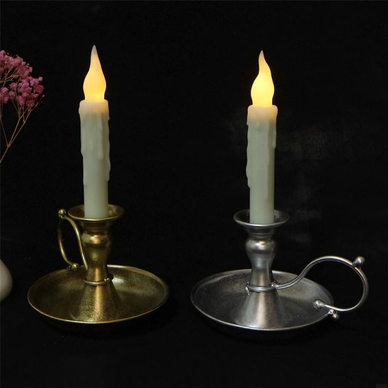 Artistic Metal Candleholder with LED for Romantics Dinner Setting Decors HX6C