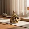 Brass Guanyin Figurine Handcrafted Small Sitting Buddha Ornament Vintage Style Miniature