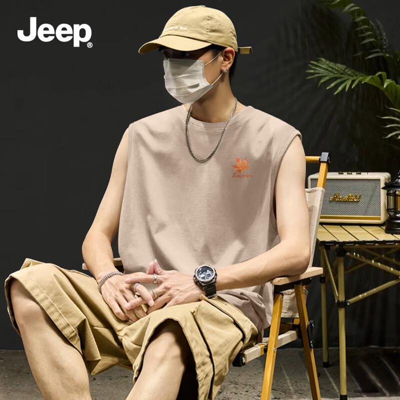 JEEP Men's Cotton Breathable Sleeveless T-Shirt