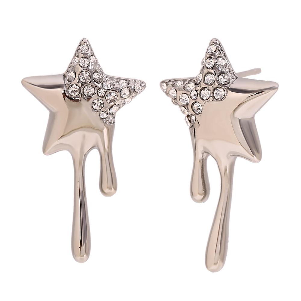 

MamacitaSlay Sweet Sparking Gold Plated silver Color Star Stainless steel earrings woman Daily Waterproof Jewelry choice items