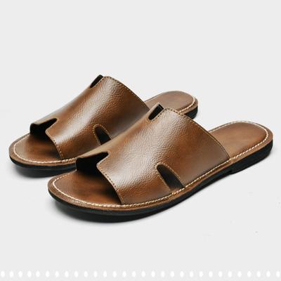 2024 Nuove Ciabatte di Design da Uomo in Vera Pelle Estate Moda Ciabatte Semplici Sandali Confortevoli Freschi Scarpe da Spiaggia