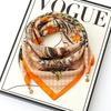 Women's 65" Silk Square Scarf with Magnetic Buckle – Autumn/Winter Print, Fashionable & Versatile Triangle Snood